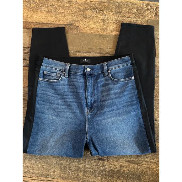 7 for all mankind The High Waist Ankle Skinny Two-Toned Jeans Size 32 - Picture 3 of 13